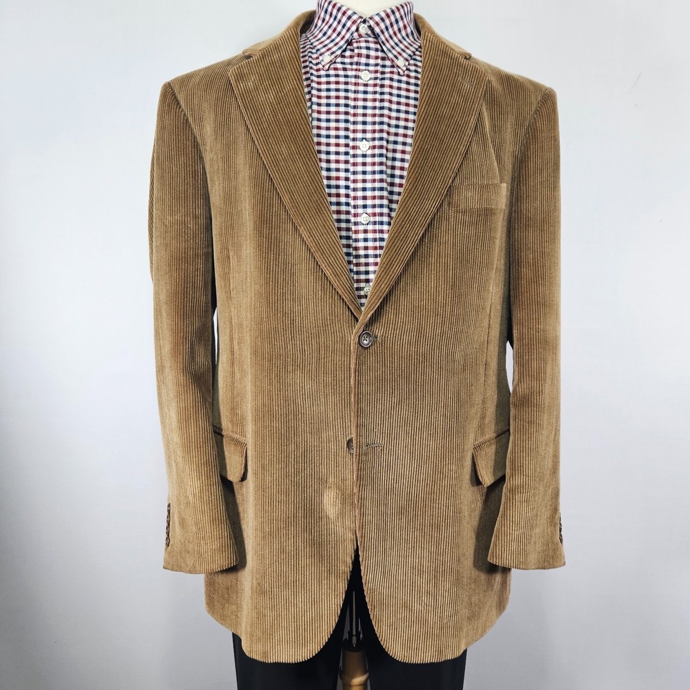 Dockers Men's Sport Coat Blazer Two Button Brown Corduroy Cotton Size 46R